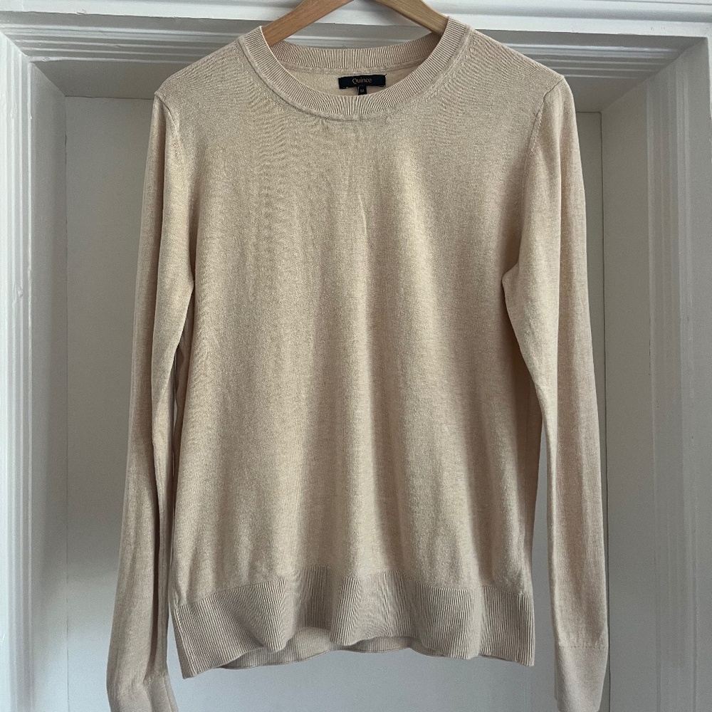 Quince Lightweight Cotton Cashmere Crew Sweater